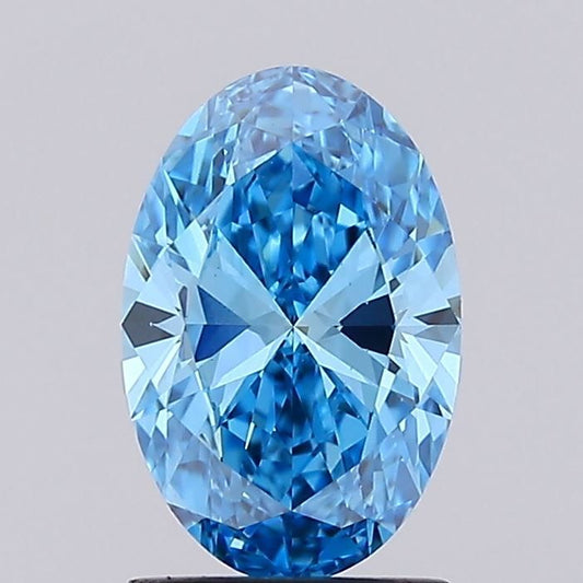 Lab-Grown Oval Diamond - 1.5 Carats, Fancy Vivid Blue Color, VS1 Clarity - Certified by IGI - Report Number: LG675594166