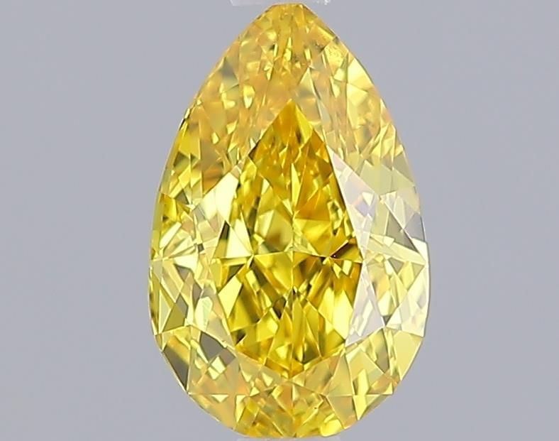 Lab-Grown Pear Diamond - 1.04 Carats, Fancy Vivid Yellow Color, VS1 Clarity - Certified by IGI - Report Number: LG644487060