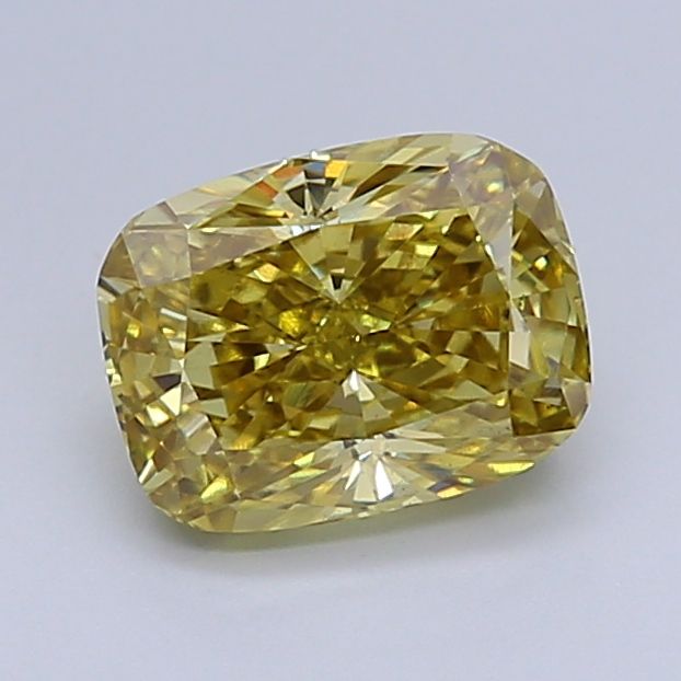 Lab-Grown Cushion Diamond - 1.65 Carats, Fancy Vivid Yellow Color, VS2 Clarity - Certified by IGI - Report Number: LG654455590
