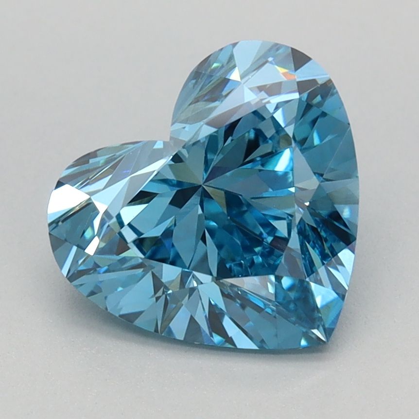 Lab-Grown Heart Diamond - 1.59 Carats, Fancy Vivid Blue Color, VVS2 Clarity - Certified by IGI - Report Number: LG667448607