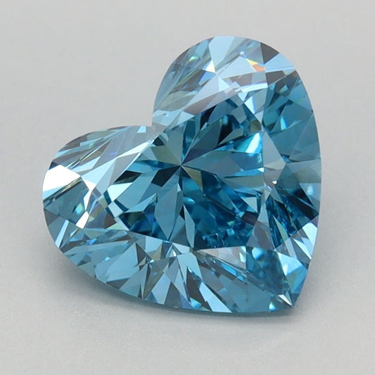 Lab-Grown Heart Diamond - 1.59 Carats, Fancy Vivid Blue Color, VVS2 Clarity - Certified by IGI - Report Number: LG667448607