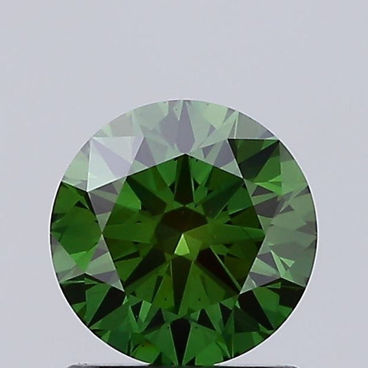 Lab-Grown Round Diamond - 0.96 Carats, Fancy Deep Green Color, VS2 Clarity - Certified by IGI - Report Number: LG692583258