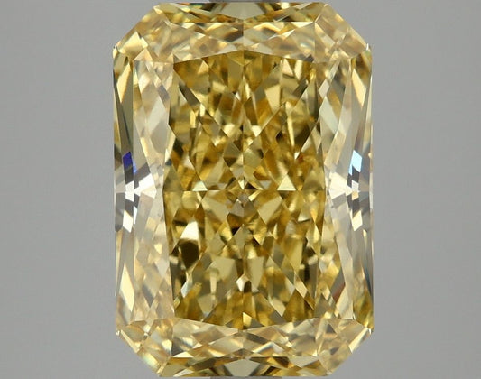 Lab-Grown Radiant Diamond - 4.1 Carats, Fancy Vivid Yellow Color, VVS2 Clarity - Certified by IGI - Report Number: LG677549929
