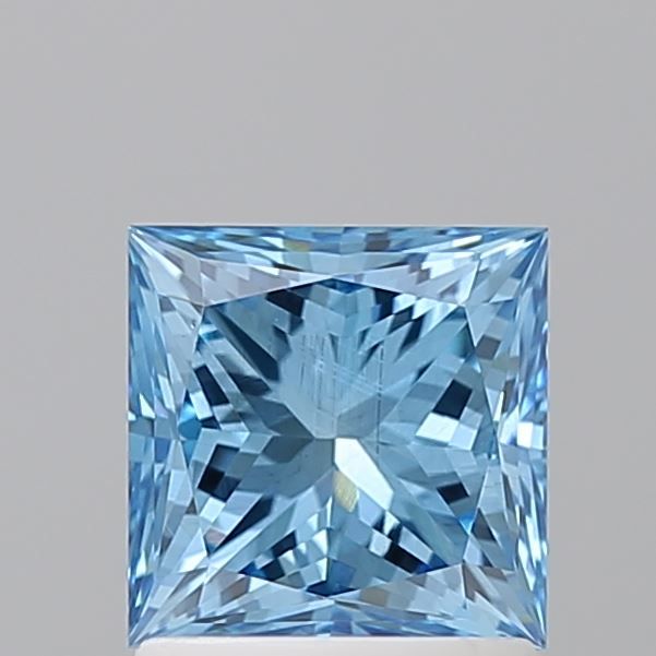 Lab-Grown Princess Diamond - 1.5 Carats, Fancy Vivid Blue Color, VS2 Clarity - Certified by IGI - Report Number: LG660431253