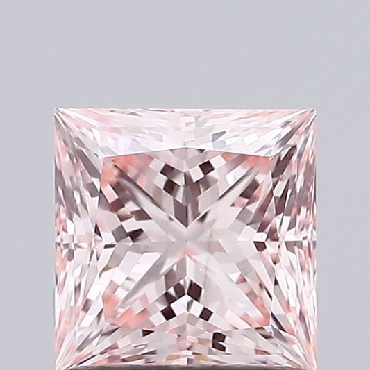 Lab-Grown Princess Diamond - 1.06 Carats, Fancy Intense Pink Color, VVS2 Clarity - Certified by IGI - Report Number: LG673423676
