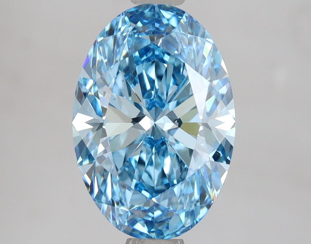 Lab-Grown Oval Diamond - 2.54 Carats, Fancy Vivid Blue Color, VVS2 Clarity - Certified by IGI - Report Number: LG649413886