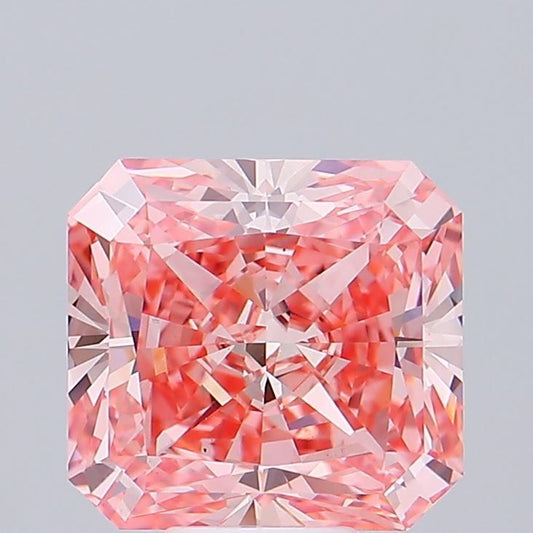 Lab-Grown Radiant Diamond - 8.19 Carats, Fancy Vivid Pink Color, VS1 Clarity - Certified by IGI - Report Number: LG588345363
