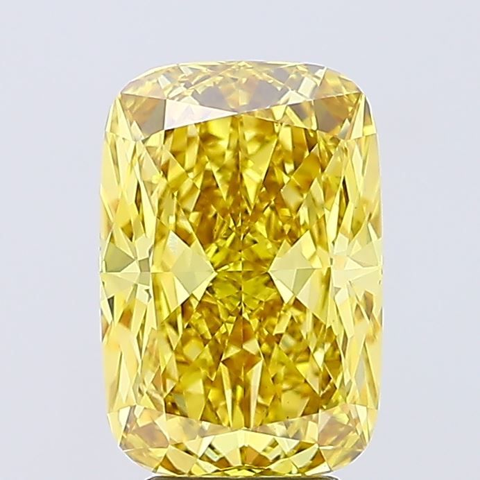 Lab-Grown Cushion Diamond - 5.07 Carats, Fancy Vivid Yellow Color, VS1 Clarity - Certified by IGI - Report Number: LG651497485