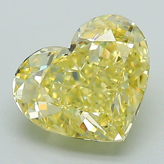 Lab-Grown Heart Diamond - 2.05 Carats, Fancy Intense Yellow Color, VS2 Clarity - Certified by IGI - Report Number: LG651436957