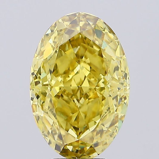 Lab-Grown Oval Diamond - 8.13 Carats, Fancy Vivid Yellow Color, VVS2 Clarity - Certified by IGI - Report Number: LG627484694
