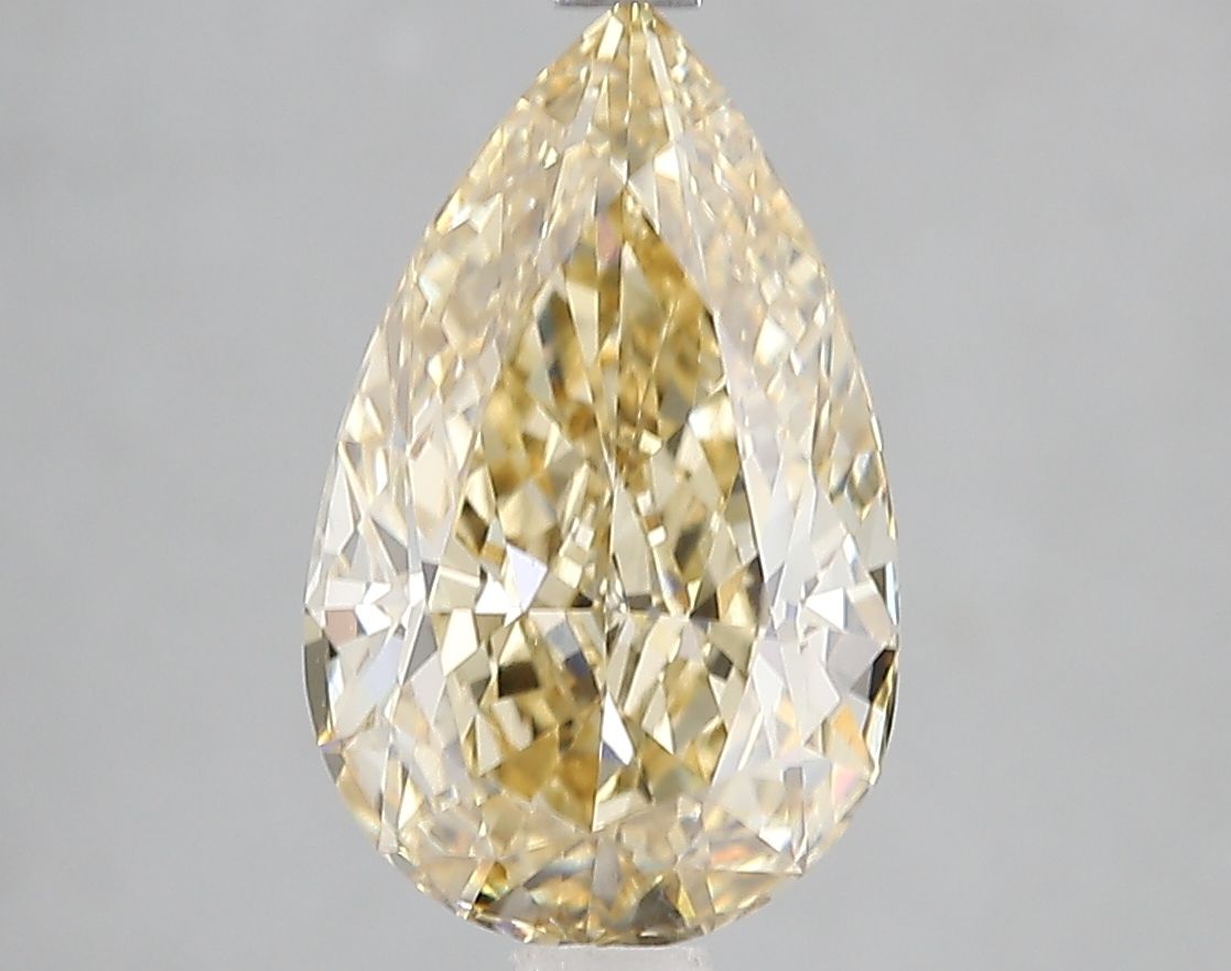 Lab-Grown Pear Diamond - 2.97 Carats, Fancy Intense Brownish Yellow Color, VVS2 Clarity - Certified by IGI - Report Number: LG658481095