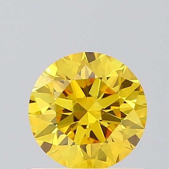 Lab-Grown Round Diamond - 0.55 Carats, Fancy Vivid Yellow Color, VS1 Clarity - Certified by IGI - Report Number: LG674546508