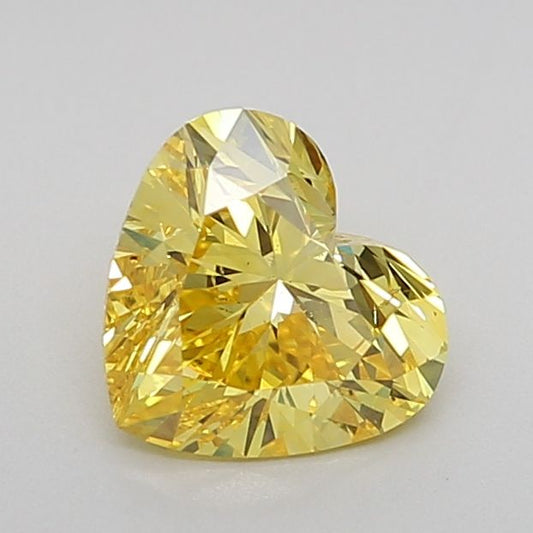 Lab-Grown Heart Diamond - 1.02 Carats, Fancy Vivid Yellow Color, VS2 Clarity - Certified by IGI - Report Number: LG624414132