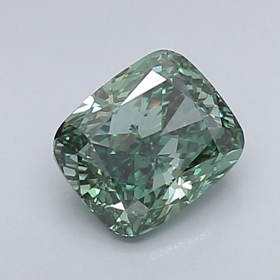 Lab-Grown Cushion Diamond - 1.07 Carats, Fancy Vivid Green Color, VS2 Clarity - Certified by IGI - Report Number: LG632458022