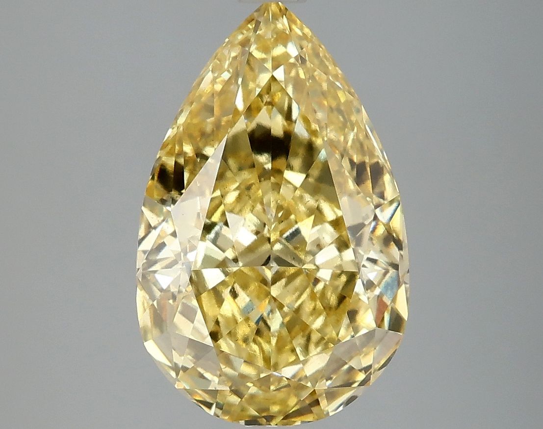 Lab-Grown Pear Diamond - 4.09 Carats, Fancy Vivid Yellow Color, VS2 Clarity - Certified by IGI - Report Number: LG670482630