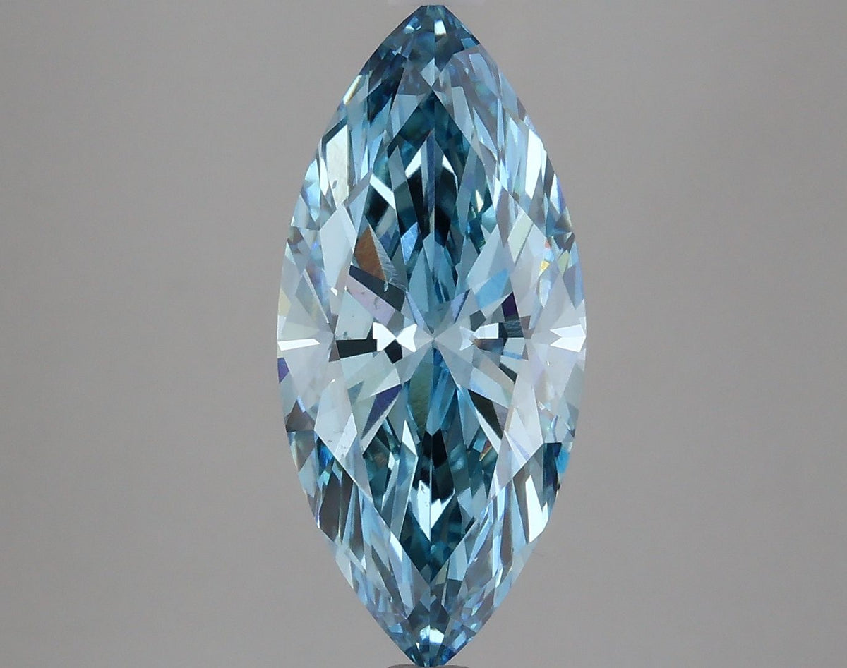 Lab-Grown Marquise Diamond - 3.12 Carats, Fancy Vivid Blue Color, VS1 Clarity - Certified by IGI - Report Number: LG629497926