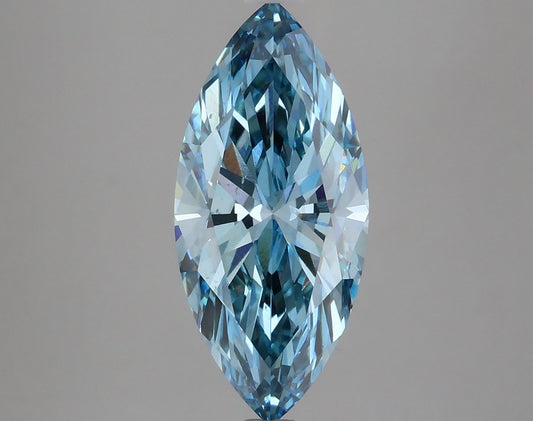 Lab-Grown Marquise Diamond - 3.12 Carats, Fancy Vivid Blue Color, VS1 Clarity - Certified by IGI - Report Number: LG629497926