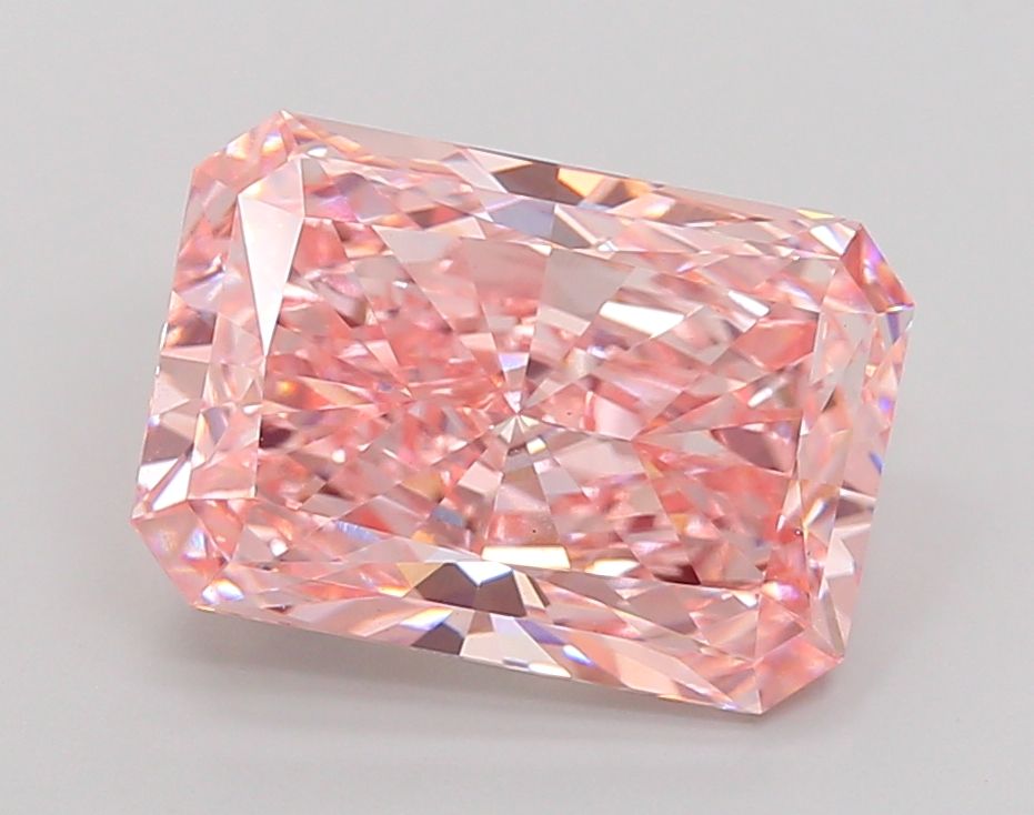 Lab-Grown Radiant Diamond - 5.03 Carats, Fancy Vivid Pink Color, VS1 Clarity - Certified by IGI - Report Number: LG678549549