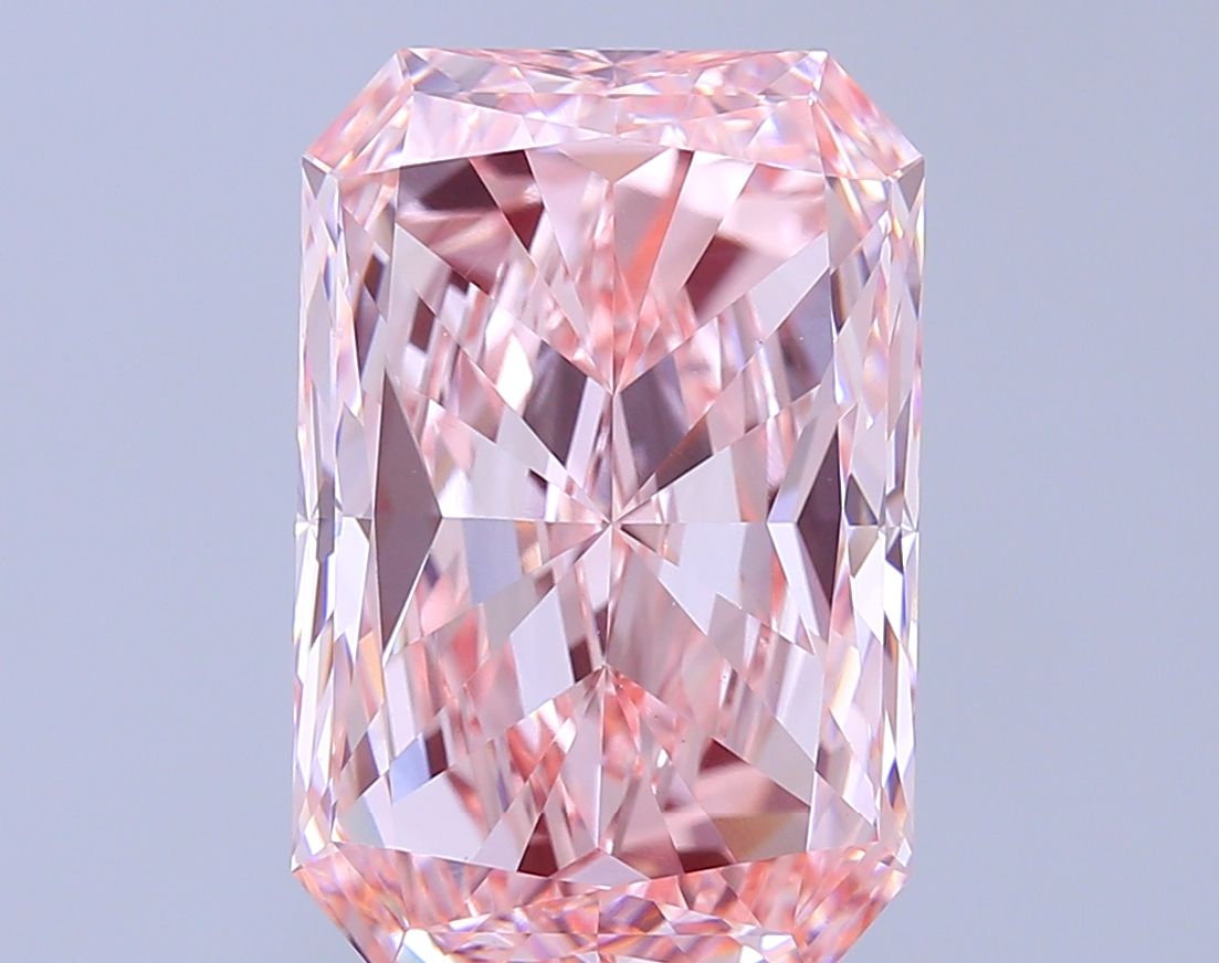 Lab-Grown Radiant Diamond - 7.51 Carats, Fancy Vivid Pink Color, VS1 Clarity - Certified by IGI - Report Number: LG689542153