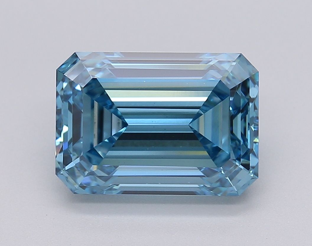 Lab-Grown Emerald Diamond - 3.04 Carats, Fancy Vivid Blue Color, VS1 Clarity - Certified by IGI - Report Number: LG608377050