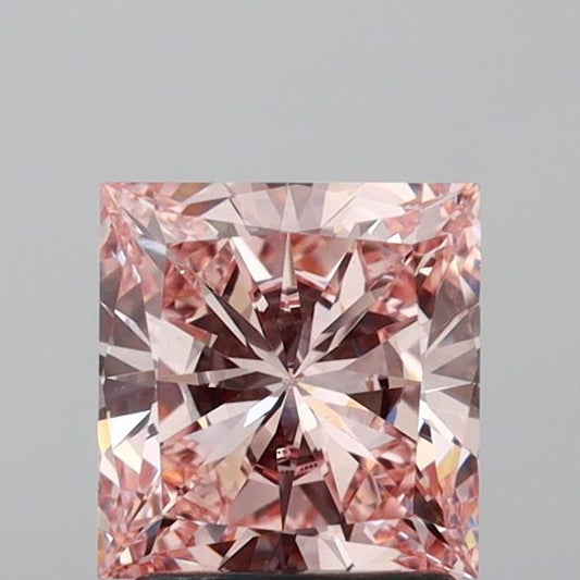 Lab-Grown Princess Diamond - 2.09 Carats, Fancy Intense Pink Color, VS1 Clarity - Certified by IGI - Report Number: LG639416064