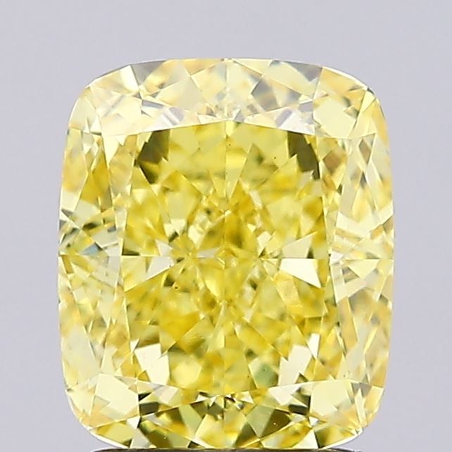 Lab-Grown Cushion Diamond - 2.06 Carats, Fancy Vivid Yellow Color, VVS2 Clarity - Certified by IGI - Report Number: LG660432477