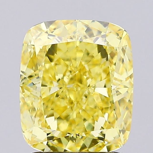 Lab-Grown Cushion Diamond - 2.06 Carats, Fancy Vivid Yellow Color, VVS2 Clarity - Certified by IGI - Report Number: LG660432477