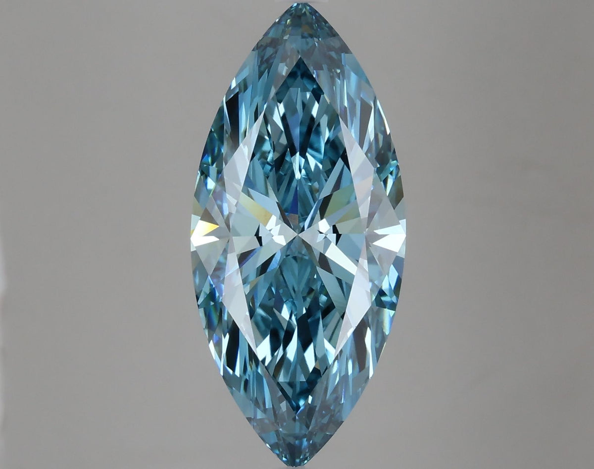 Lab-Grown Marquise Diamond - 5.05 Carats, Fancy Vivid Blue Color, VS1 Clarity - Certified by IGI - Report Number: LG633446304