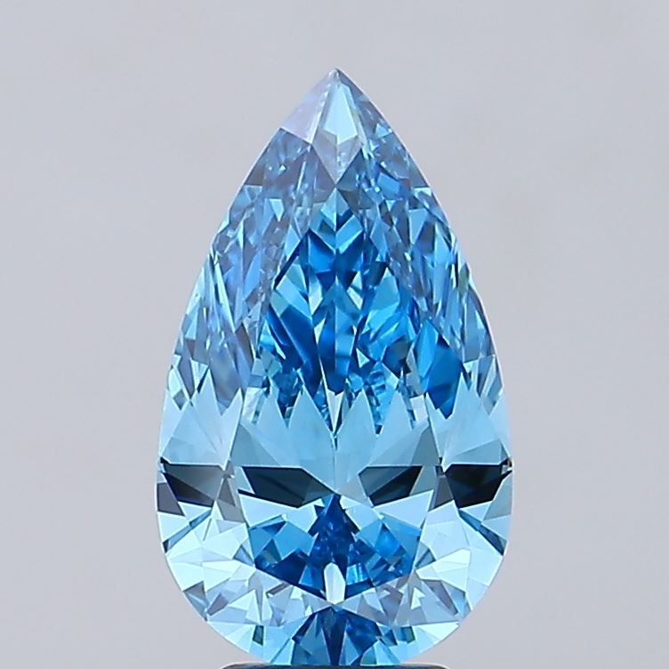 Lab-Grown Pear Diamond - 4.01 Carats, Fancy Vivid Blue Color, VS1 Clarity - Certified by IGI - Report Number: LG685588696