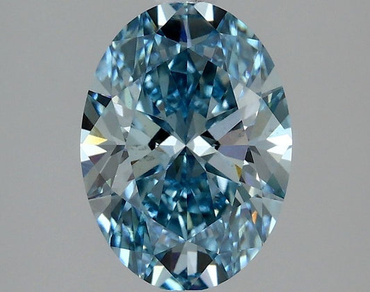 Lab-Grown Oval Diamond - 2.01 Carats, Fancy Vivid Blue Color, VS2 Clarity - Certified by IGI - Report Number: LG634426697