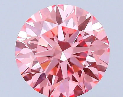 Lab-Grown Round Diamond - 0.59 Carats, Fancy Vivid Pink Color, VVS1 Clarity - Certified by IGI - Report Number: LG658486841