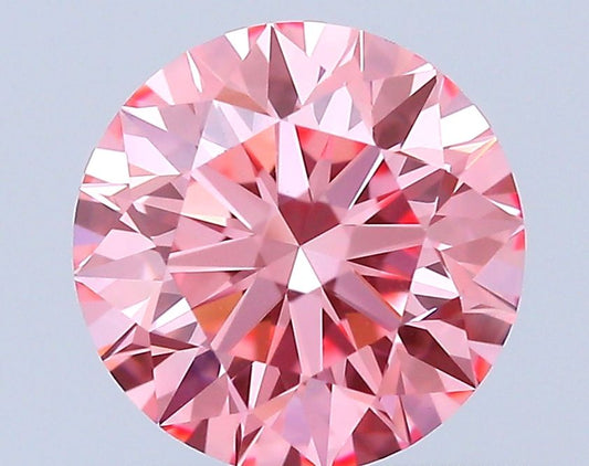 Lab-Grown Round Diamond - 0.59 Carats, Fancy Vivid Pink Color, VVS1 Clarity - Certified by IGI - Report Number: LG658486841