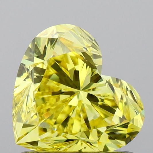 Lab-Grown Heart Diamond - 1.01 Carats, Fancy Vivid Yellow Color, IF Clarity - Certified by IGI - Report Number: LG657459719