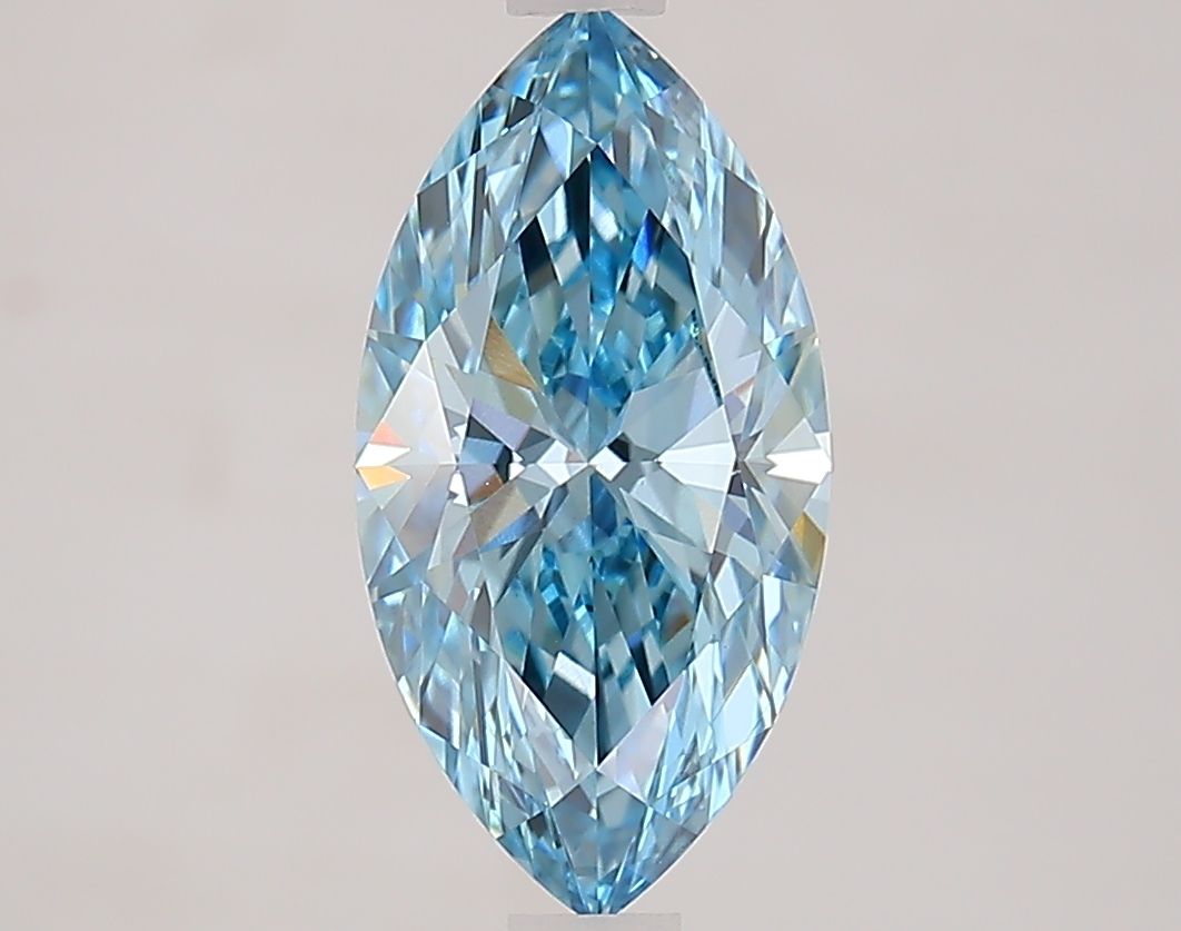 Lab-Grown Marquise Diamond - 1.8 Carats, Fancy Vivid Blue Color, VS1 Clarity - Certified by IGI - Report Number: LG647457554