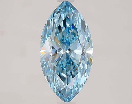Lab-Grown Marquise Diamond - 1.8 Carats, Fancy Vivid Blue Color, VS1 Clarity - Certified by IGI - Report Number: LG647457554