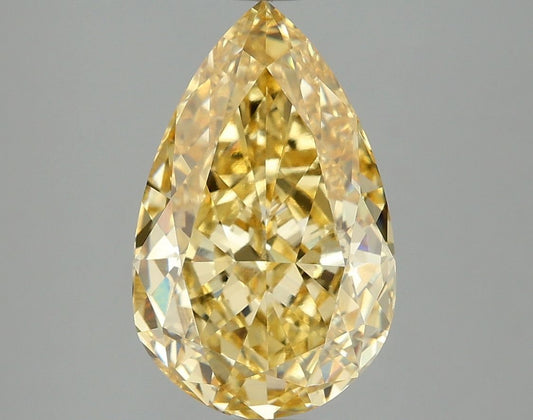 Lab-Grown Pear Diamond - 4.07 Carats, Fancy Vivid Yellow Color, VVS2 Clarity - Certified by IGI - Report Number: LG674531519