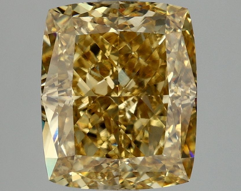 Lab-Grown Cushion Diamond - 4.09 Carats, Fancy Vivid Yellow Color, VS1 Clarity - Certified by IGI - Report Number: LG675566499