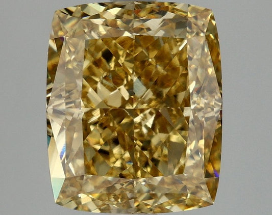 Lab-Grown Cushion Diamond - 4.09 Carats, Fancy Vivid Yellow Color, VS1 Clarity - Certified by IGI - Report Number: LG675566499