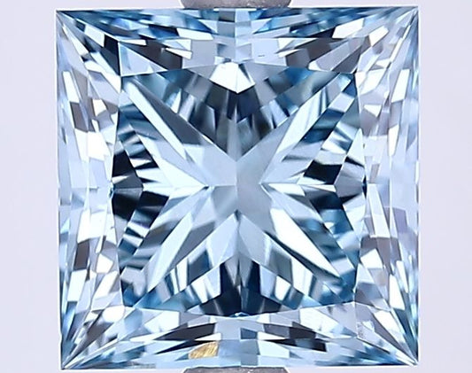 Lab-Grown Princess Diamond - 2.62 Carats, Fancy Vivid Blue Color, VS1 Clarity - Certified by IGI - Report Number: LG629491437