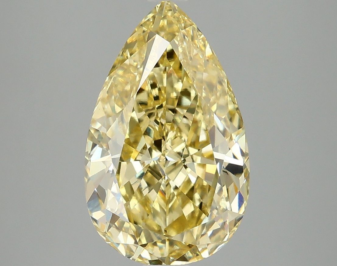 Lab-Grown Pear Diamond - 4.03 Carats, Fancy Vivid Yellow Color, VVS2 Clarity - Certified by IGI - Report Number: LG675566498