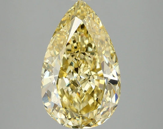 Lab-Grown Pear Diamond - 4.03 Carats, Fancy Vivid Yellow Color, VVS2 Clarity - Certified by IGI - Report Number: LG675566498