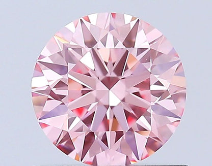 Lab-Grown Round Diamond - 0.8 Carats, Fancy Vivid Pink Color, VS1 Clarity - Certified by IGI - Report Number: LG650413738