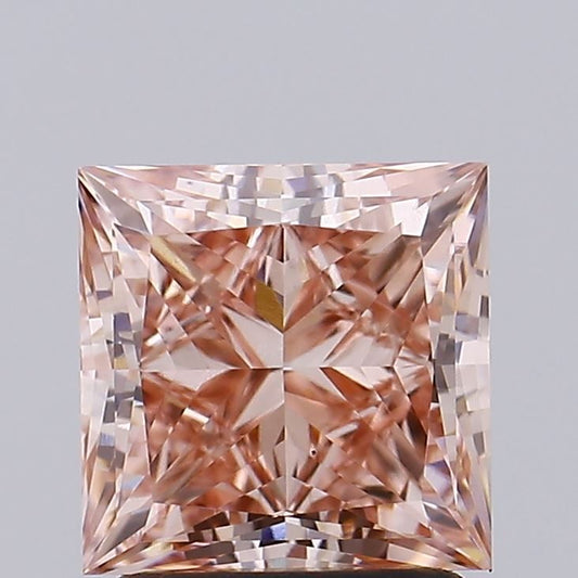 Lab-Grown Princess Diamond - 2.05 Carats, Fancy Intense Brownish Pink Color, VS1 Clarity - Certified by IGI - Report Number: LG533295397