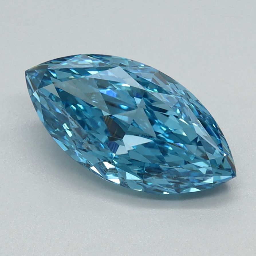 Lab-Grown Marquise Diamond - 1.11 Carats, Fancy Vivid Blue Color, VS1 Clarity - Certified by IGI - Report Number: LG680587074