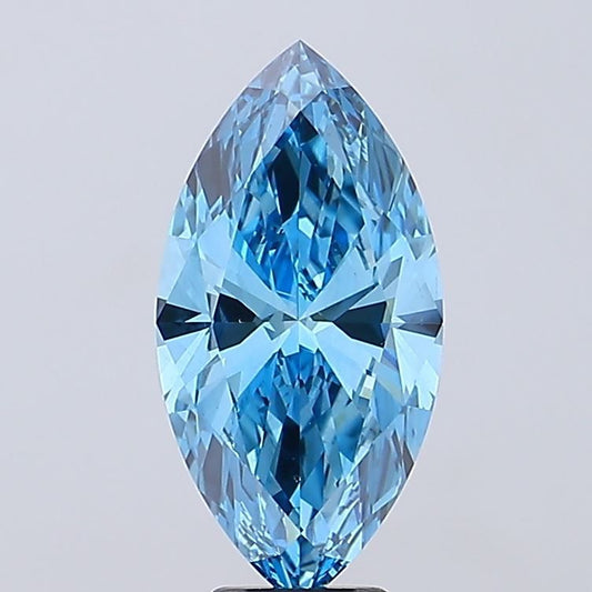 Lab-Grown Marquise Diamond - 6.03 Carats, Fancy Vivid Blue Color, VS1 Clarity - Certified by IGI - Report Number: LG684506662