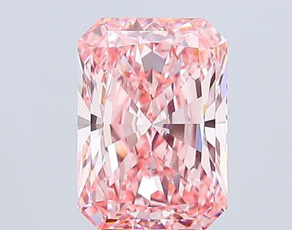 Lab-Grown Radiant Diamond - 6.02 Carats, Fancy Vivid Pink Color, VS1 Clarity - Certified by IGI - Report Number: LG683584240