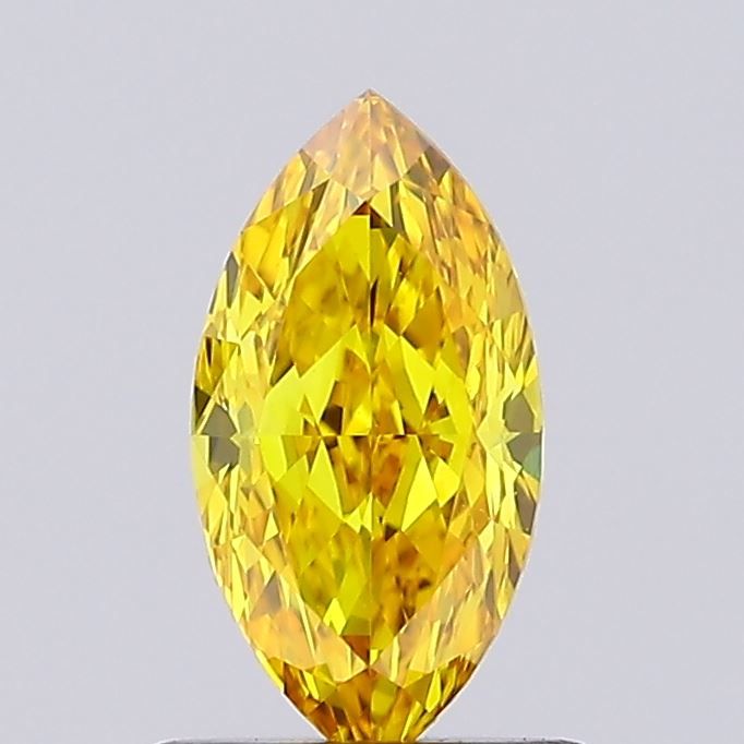 Lab-Grown Marquise Diamond - 0.75 Carats, Fancy Vivid Yellow Color, VS1 Clarity - Certified by IGI - Report Number: LG666412197