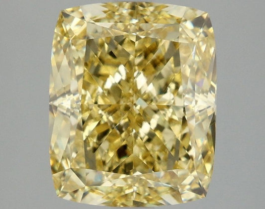 Lab-Grown Cushion Diamond - 4.02 Carats, Fancy Intense Yellow Color, VS1 Clarity - Certified by IGI - Report Number: LG666416201
