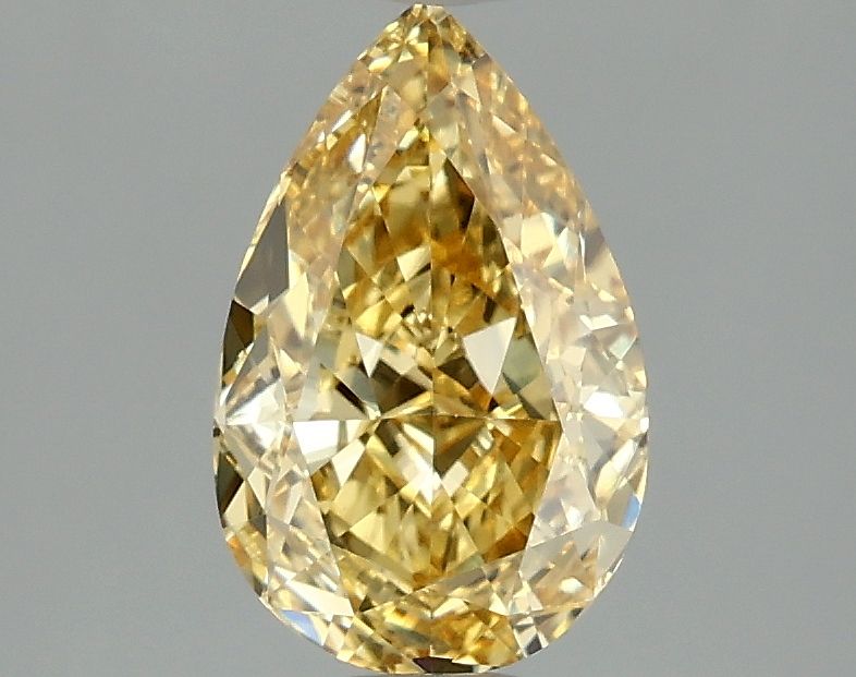 Lab-Grown Pear Diamond - 1.48 Carats, Fancy Vivid Yellow Color, VVS2 Clarity - Certified by IGI - Report Number: LG660418182