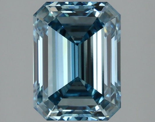 Lab-Grown Emerald Diamond - 2.55 Carats, Fancy Vivid Blue Color, VS1 Clarity - Certified by IGI - Report Number: LG634425259